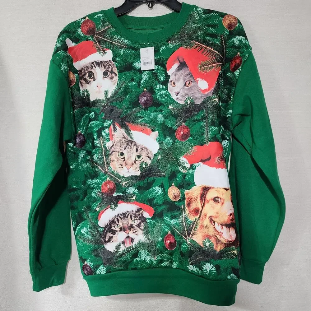 Pet Christmas sweater Men's small with working lights